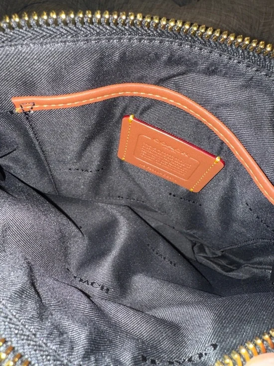 Coach Kitt Messenger Crossbody Salt Black Woven Jacquard Leather Trim Small Bag - Picture 13 of 17